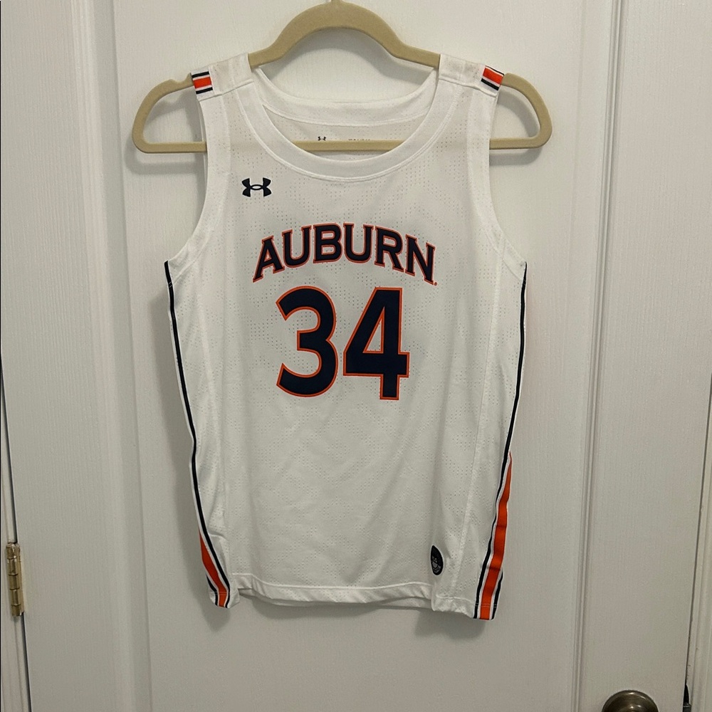 Under Armour White Auburn Basketball Jersey with Orange Accents